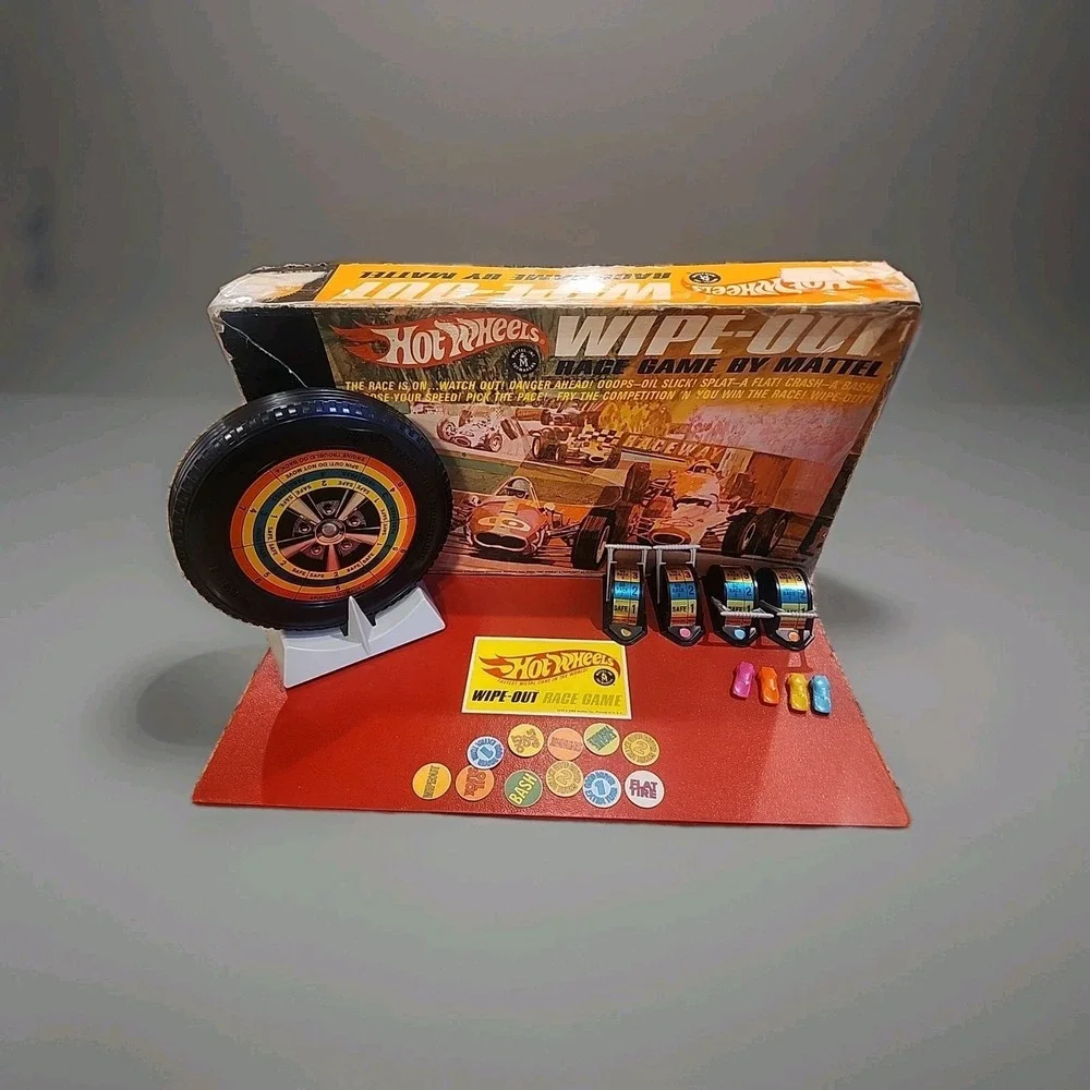 VTG 1968 Mattel Hot Wheels-Wipe Out Race‎ Game  Box Damage Rare MCM Retro